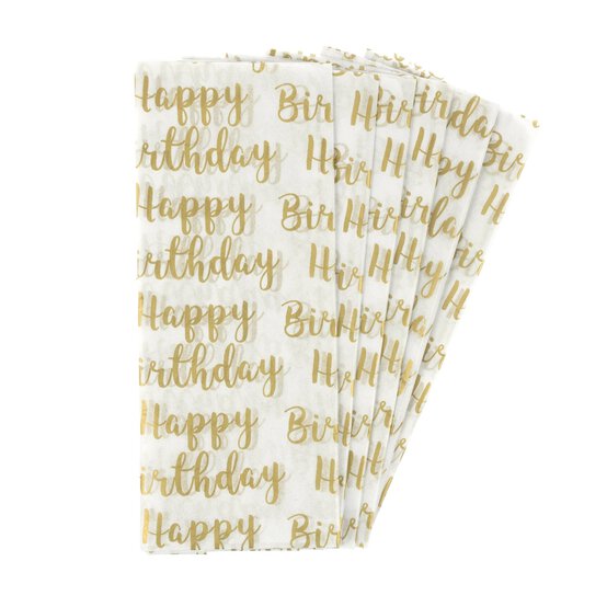 Happy Birthday Printed Tissue Paper 50cm x 75cm 6 Pack