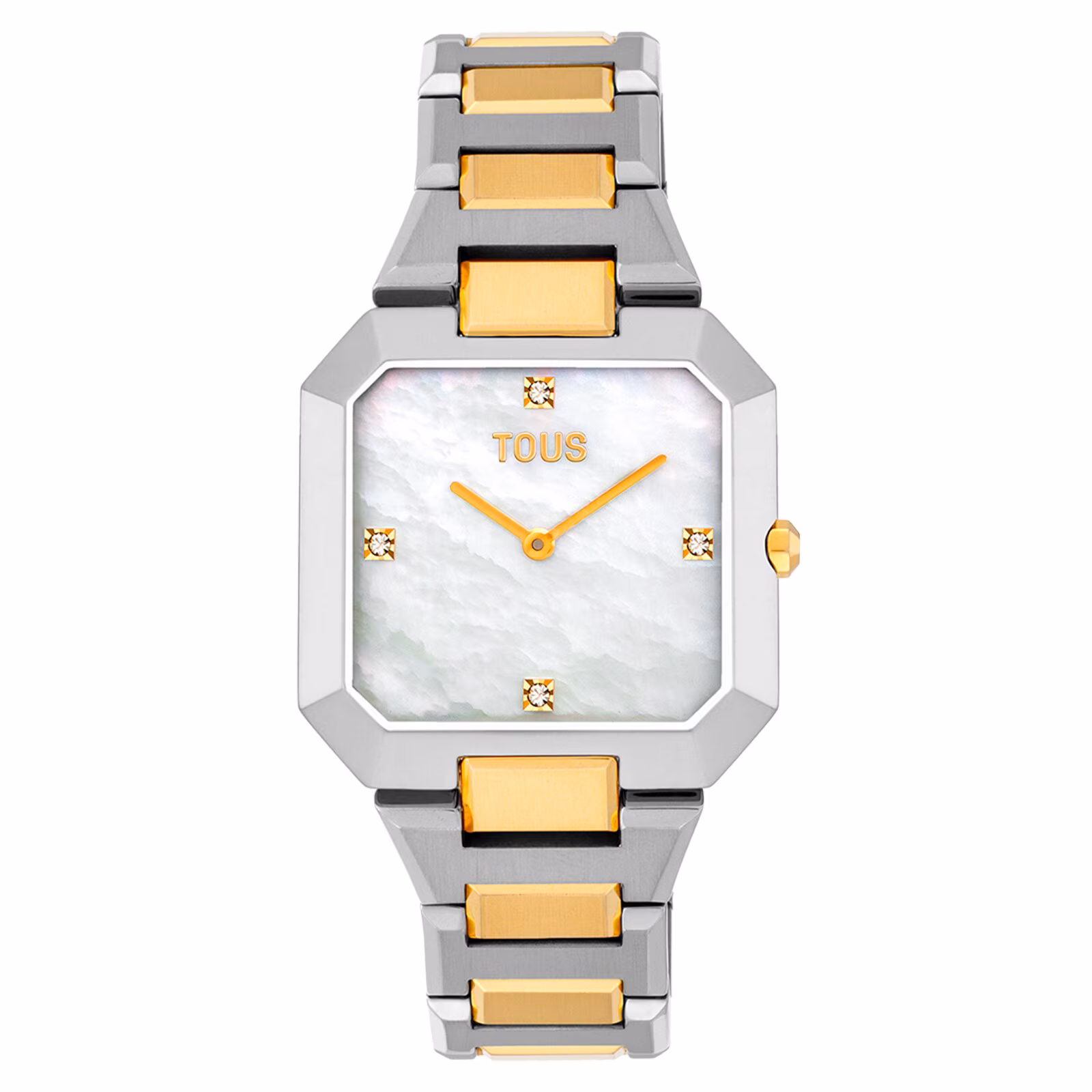 Reloj analógico con brazalete de acero, acero dorado y esfera de nácar Karat