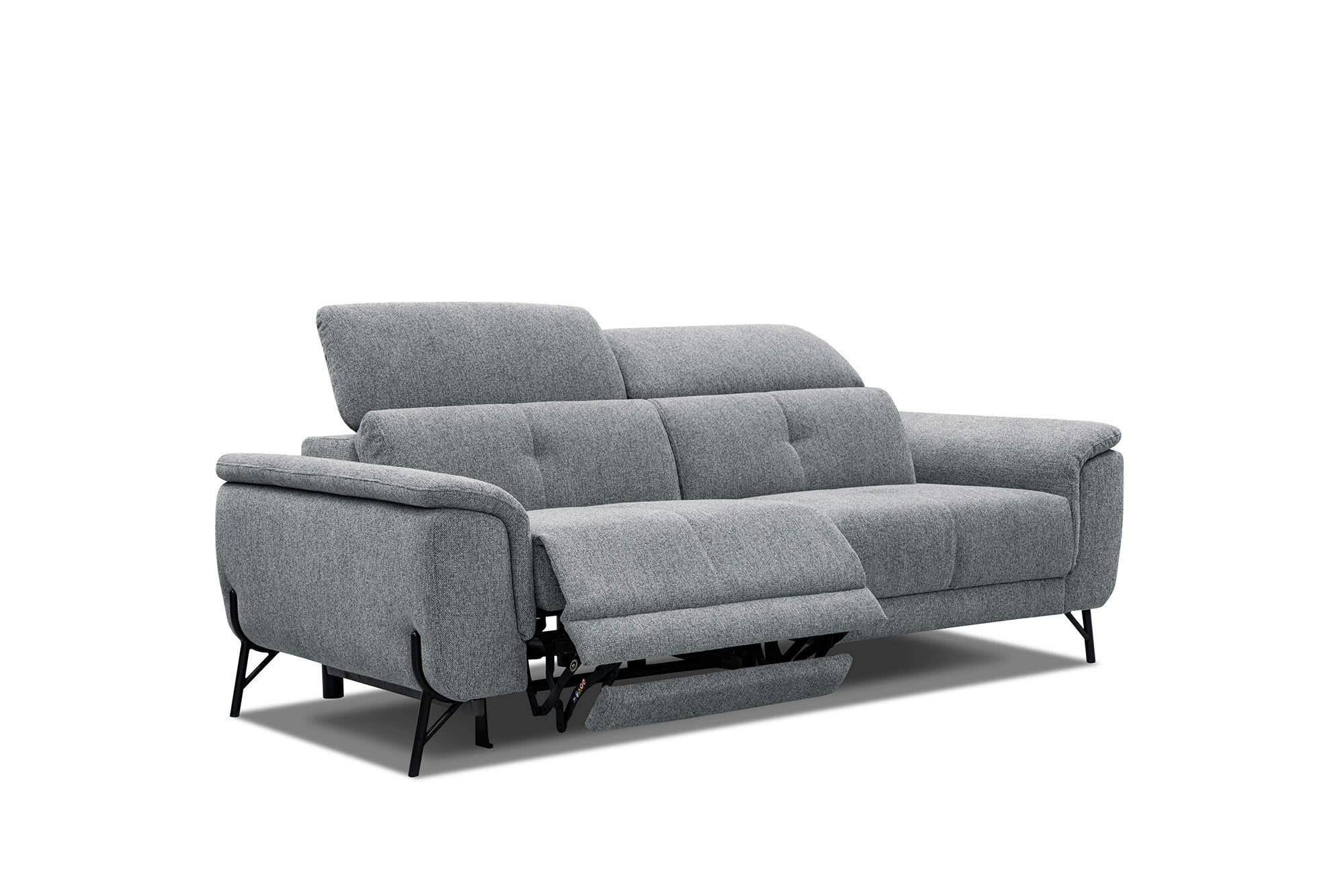 AVENA - Canapé droit 3 places avec une relax électrique à gauche tissu gris