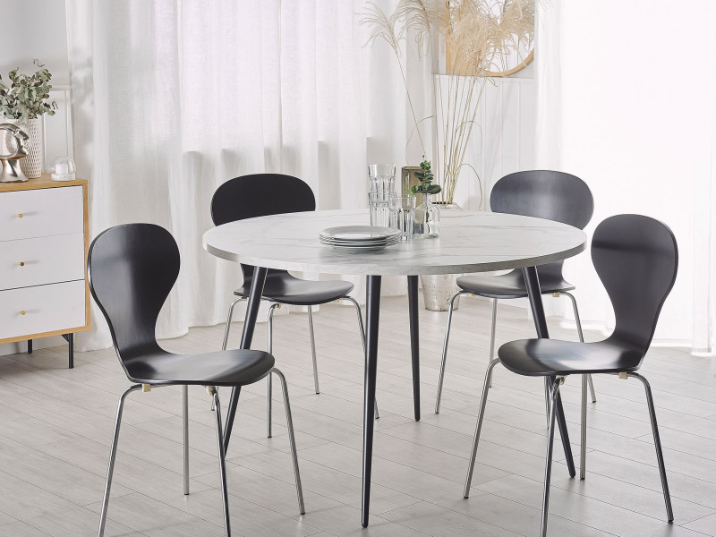 Stół do jadalni efekt marmuru 120 cm biały