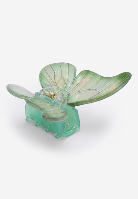 Womens Green Butterfly Claw Hair Clip