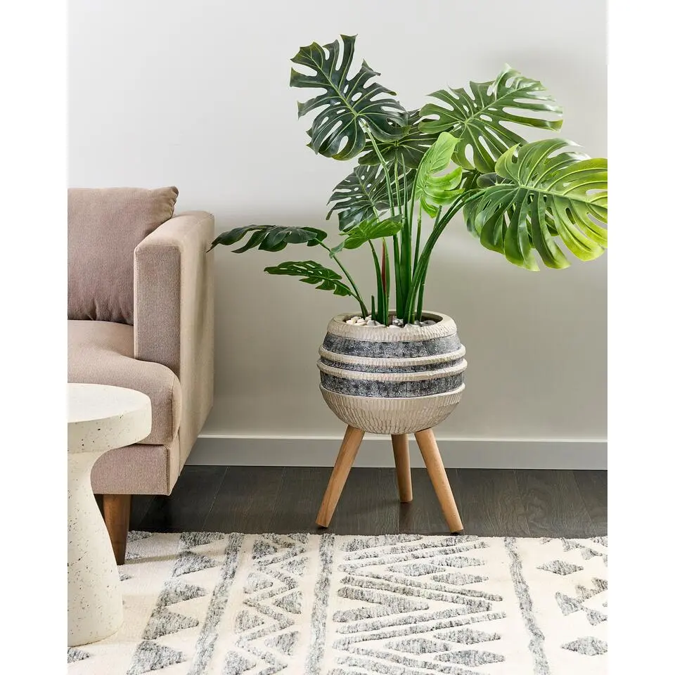 ATHYRIUM - Bloempot - Beige/Grijs - 38 x 38 x 28 cm - Magnesiumoxide