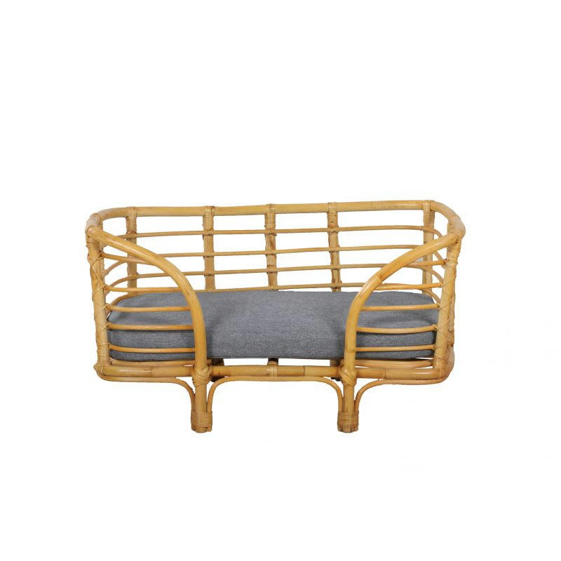 SELENE - Panier rectangulaire pour chien et chat en rotin coussin coloris gris