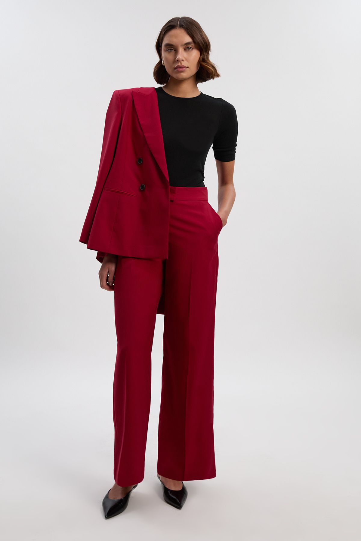 KarenMillen Polished Straight Leg Tailored Trouser
