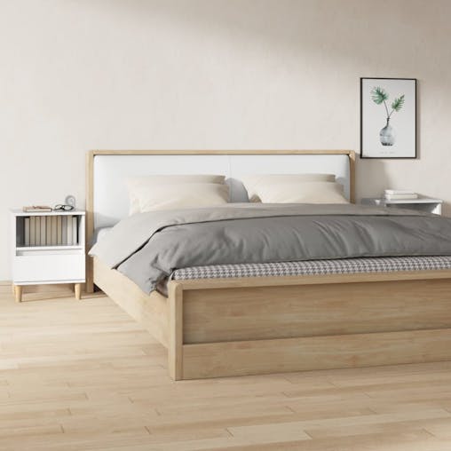 NNEVL Bedside Cabinets 2 pcs High Gloss White 40x35x50 cm