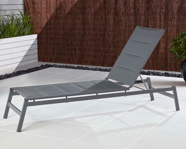 Boston Padded Sunlounge - Gunmetal Grey