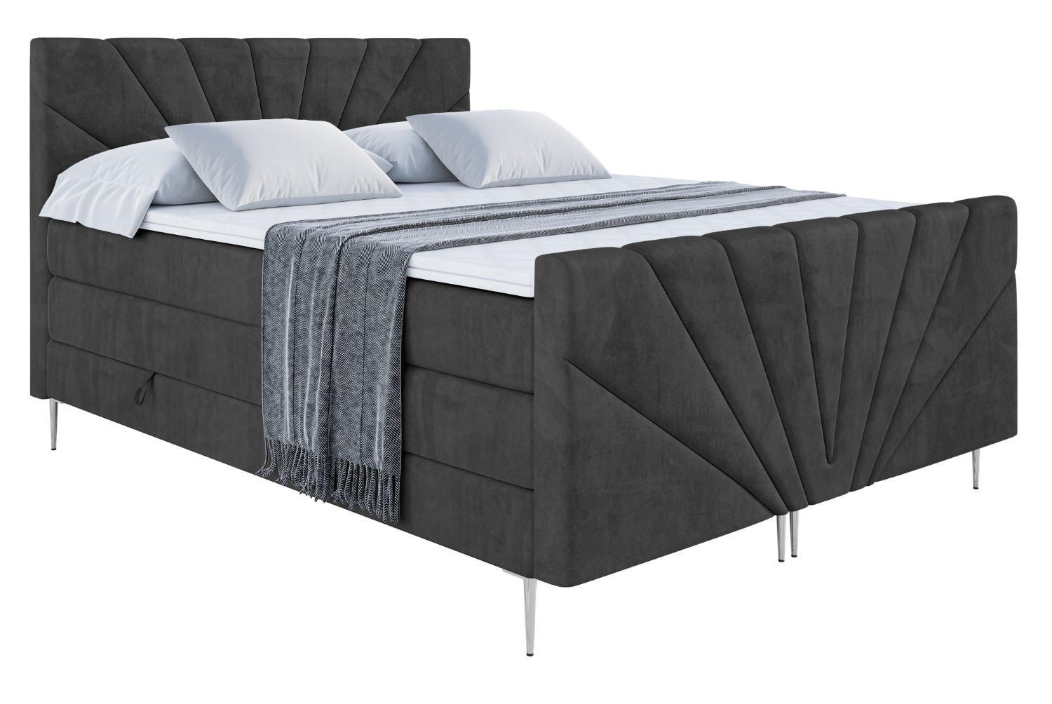 Łóżko kontynentalne - pojemnik, materac, nóżki MILTIO-FS-Z KING 120x200 cm