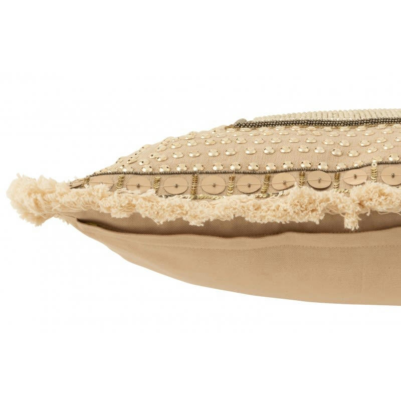 IBIZA - Coussin coton beige/blanc 45x45