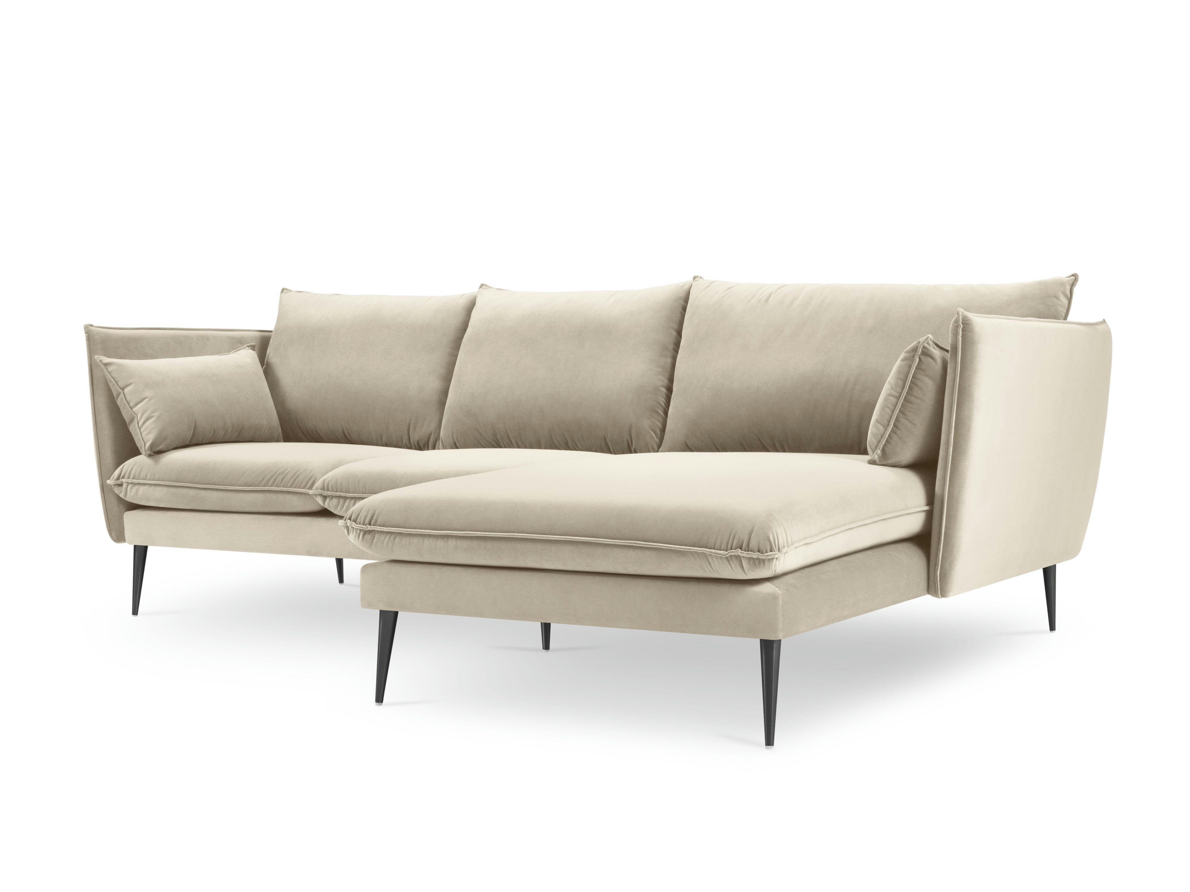 AGATE - Canapé d'angle 4 places en velours beige