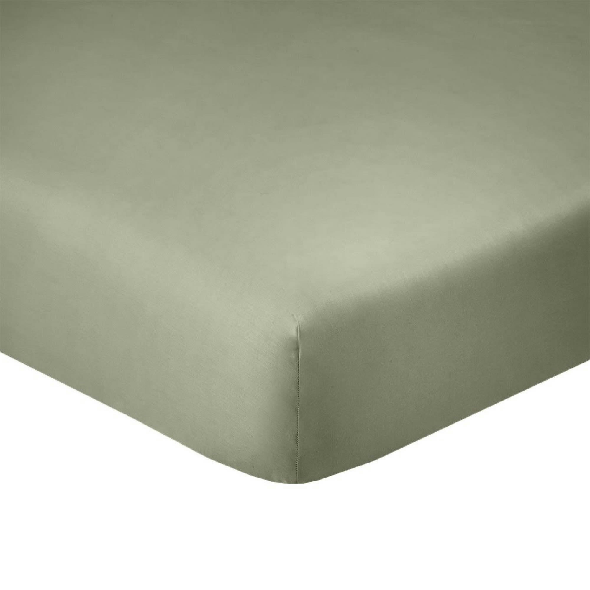 - Drap housse coton vert 90x190 bonnet 25 cm