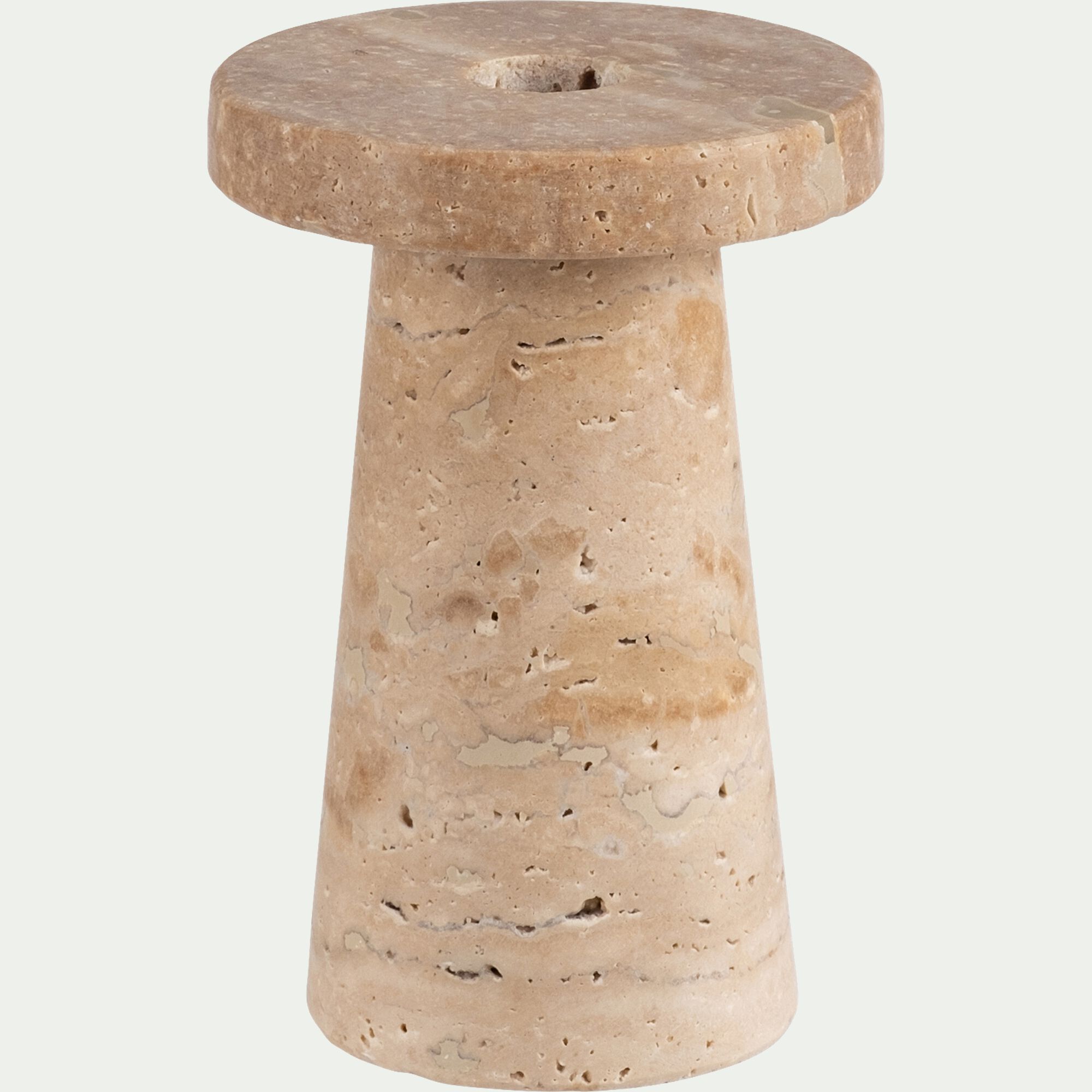 GOURNAY - Bougeoir en travertin H13cm - naturel