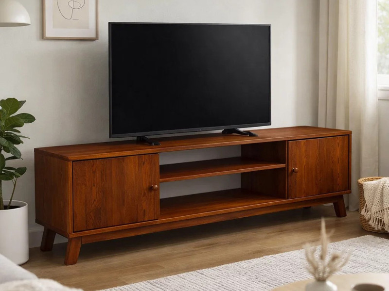Szafka RTV Oregon wood 180 cm drewniana kolor kasztan