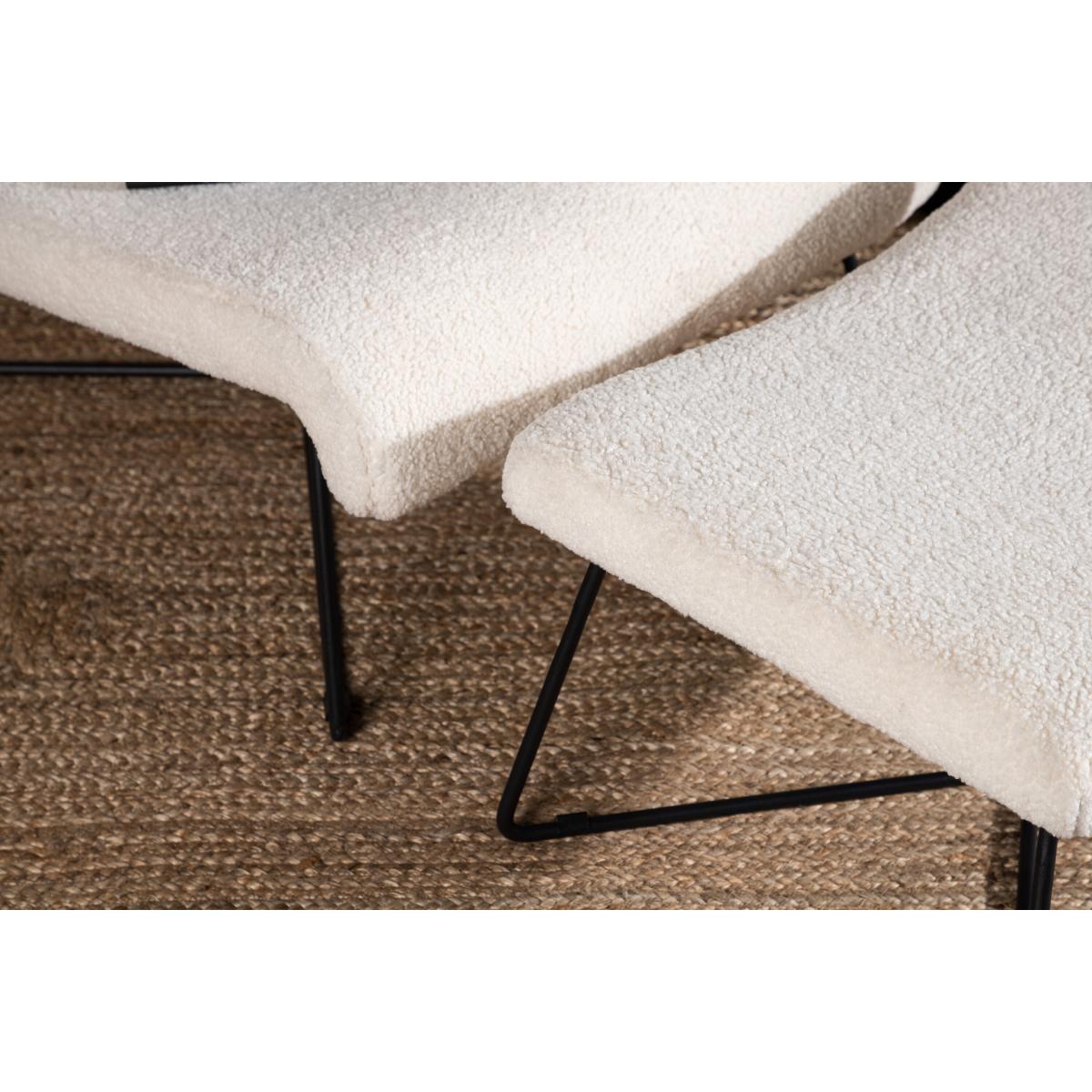 Svea - Limo fauteuil met voetenbank - boucle - wit