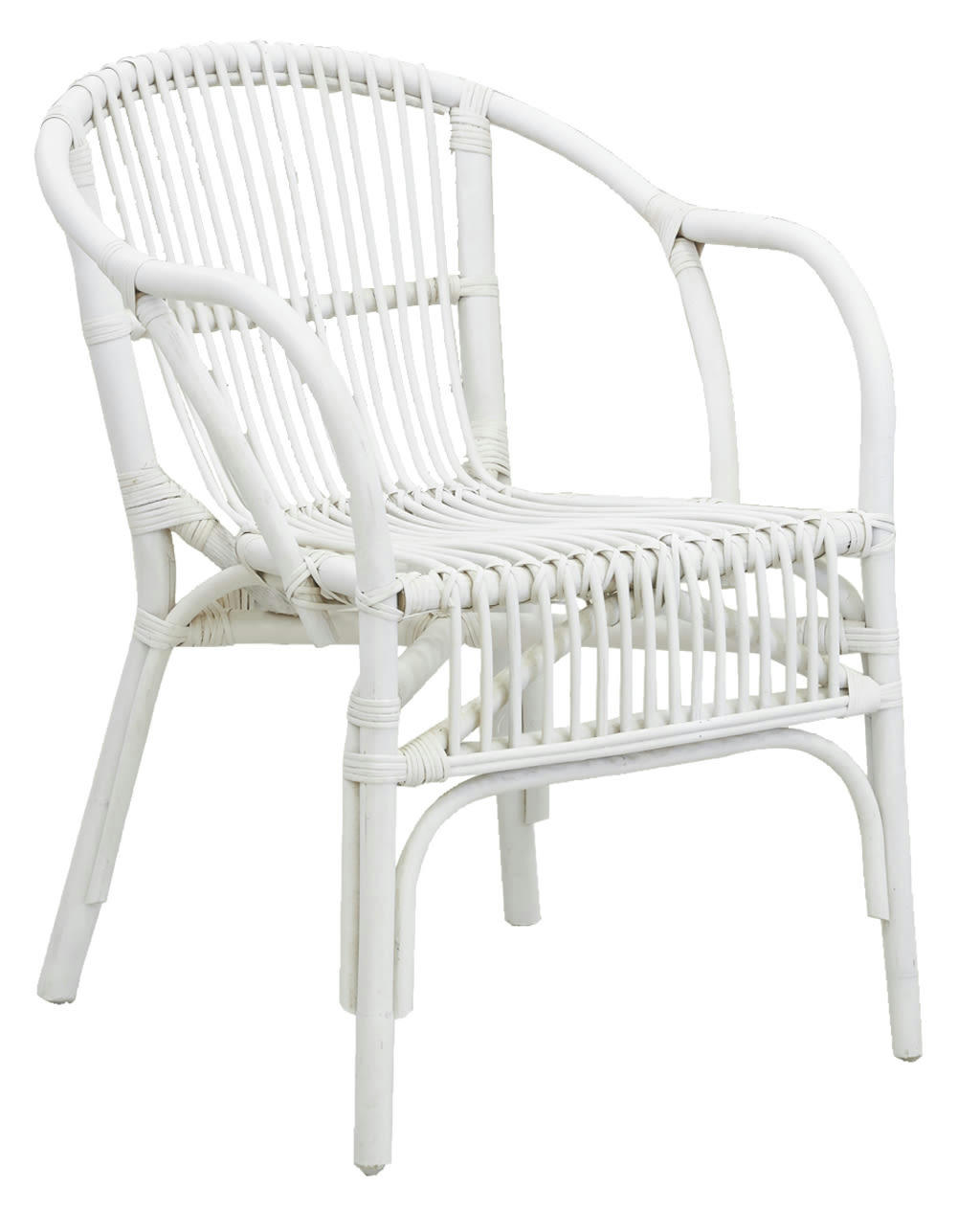 - Fauteuil en rotin laqué blanc