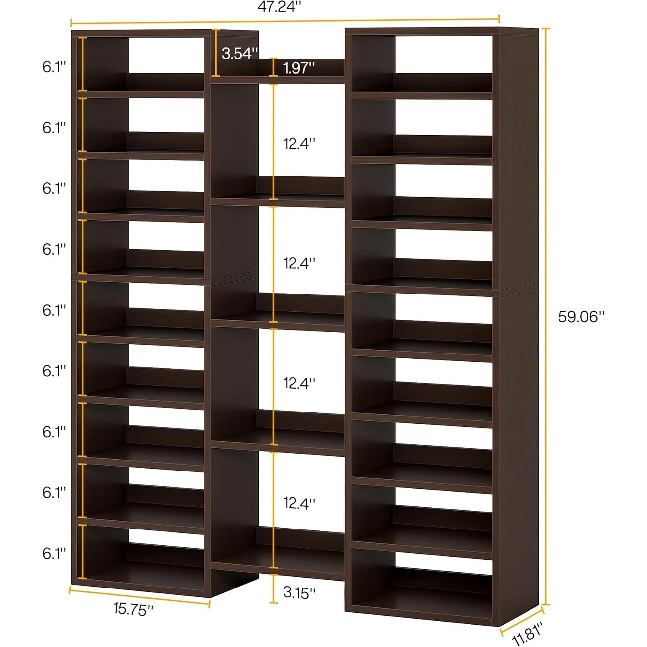 14-Tier Shoe Rack, 46 Pairs Freestanding Tall Entryway Shoe Organizer