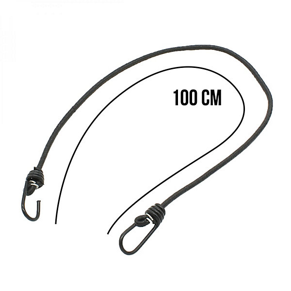 Lot de 10 tendeurs sandows élastiques avec 2 crochets - 100 cm - Noir - Linxor
