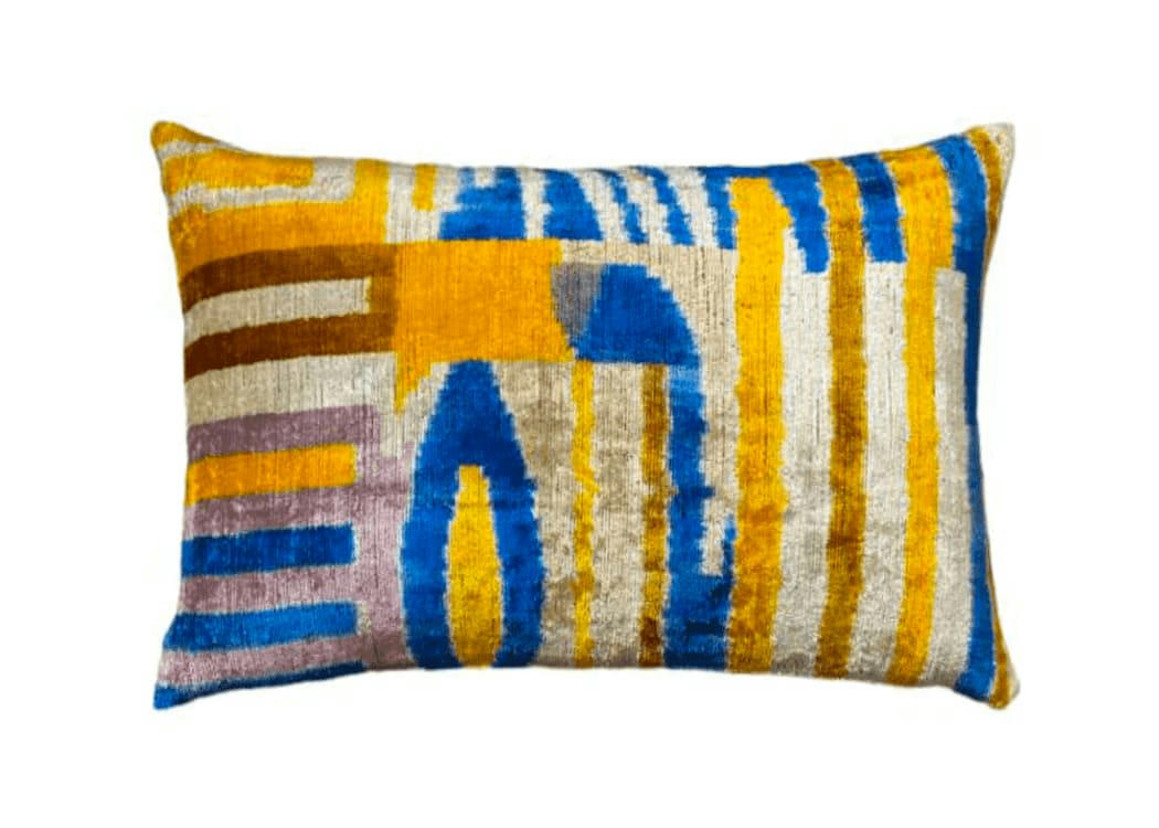 - Housse de coussin velours soie ikat   40x60 multicouleur