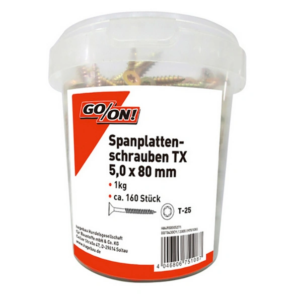 Torx-Spanplattenschraube, ØxL: 5 x 80 mm, Stahl