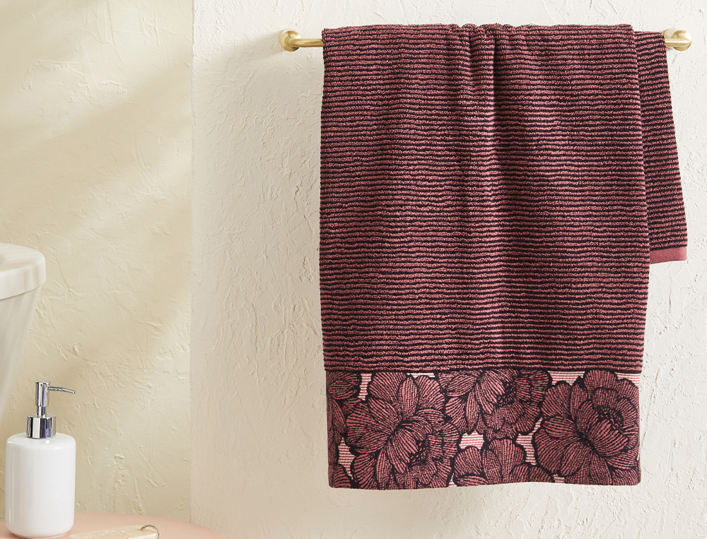 Drap de bain jacquard rayéByzance