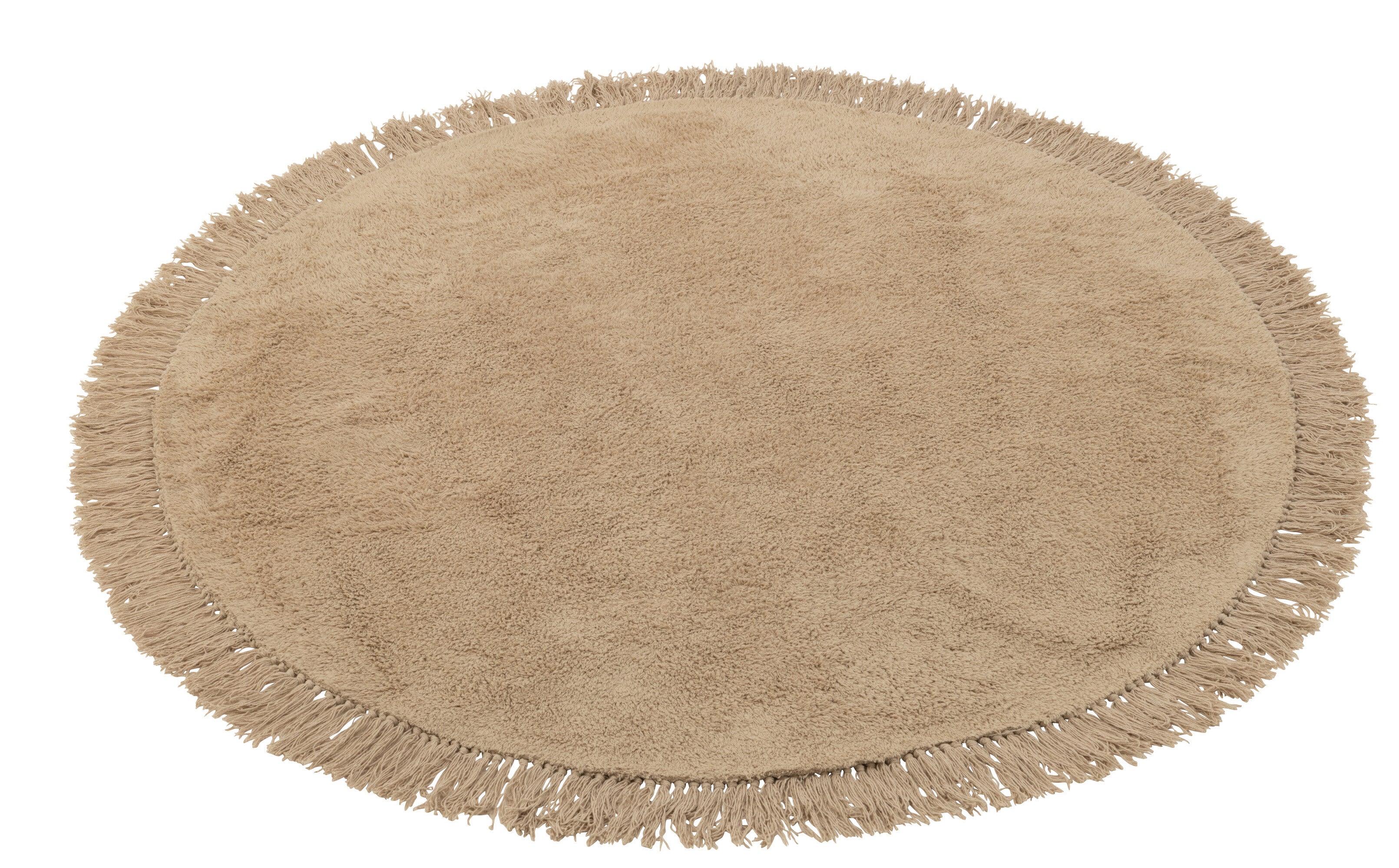J-Line tapijt Rond   Franjes - katoen - beige