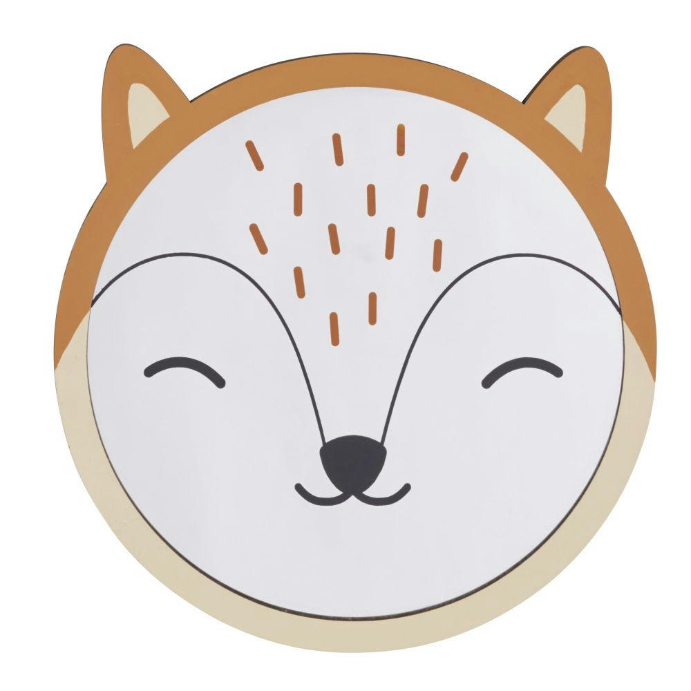 FOXY - Miroir rond renard beige et orange D24