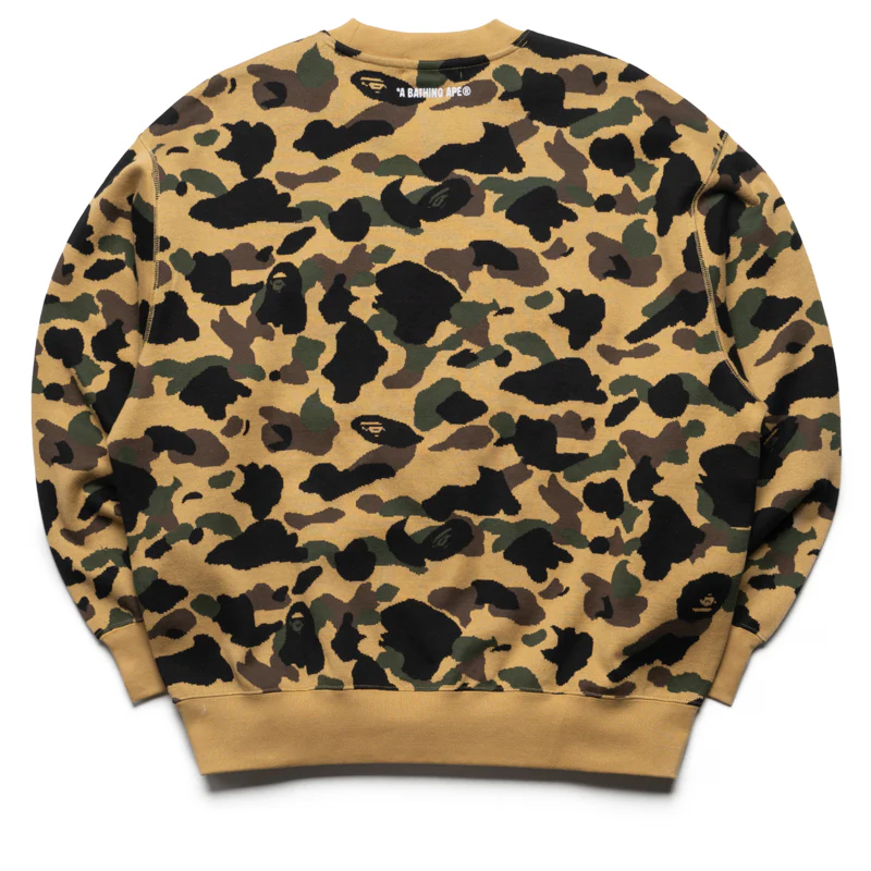A Bathing Ape 1st Camo Jacquard College Relax Fit Crewneck - Yellow