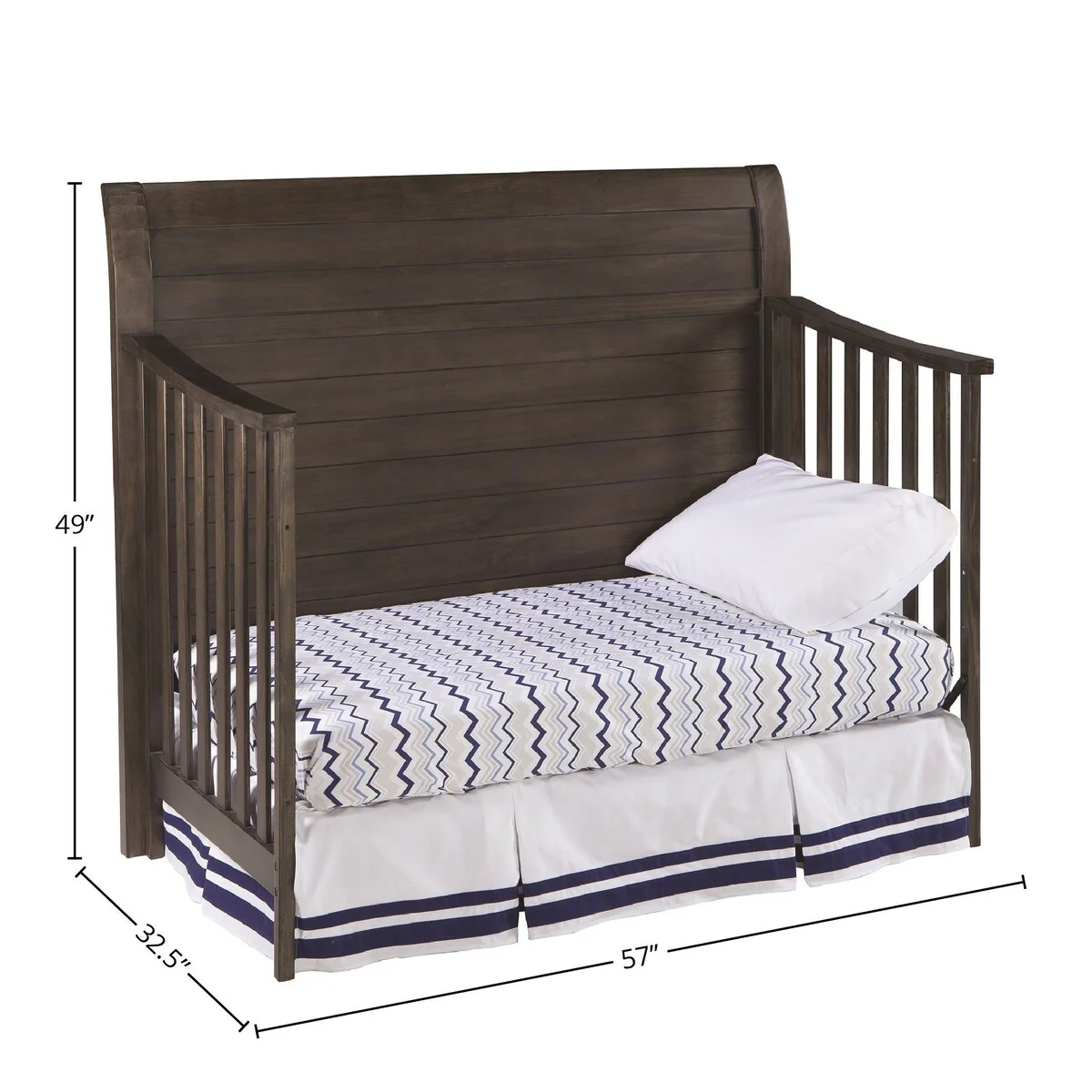 Taylor 57 Wide Farmhouse Convertible Crib, River Rock Brown