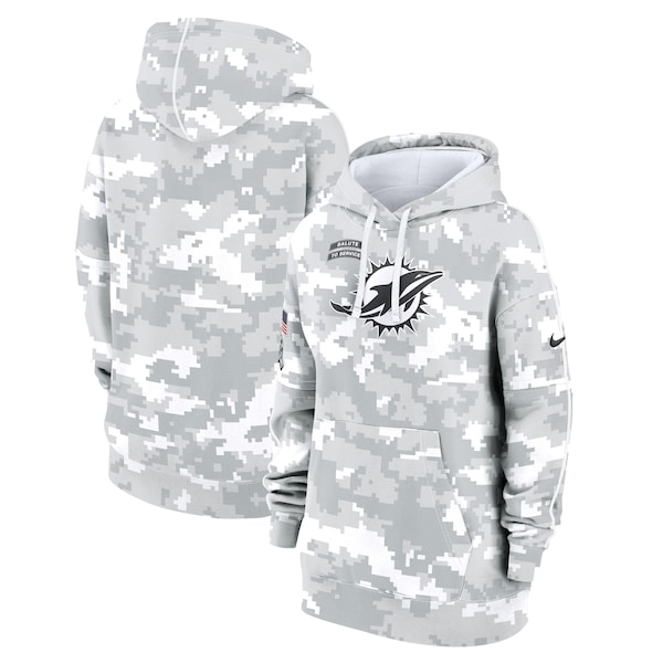 Miami Dolphins Nike Women's 2024 Salute To Service Club Fleece Pullover Hoodie - Arctic Camo