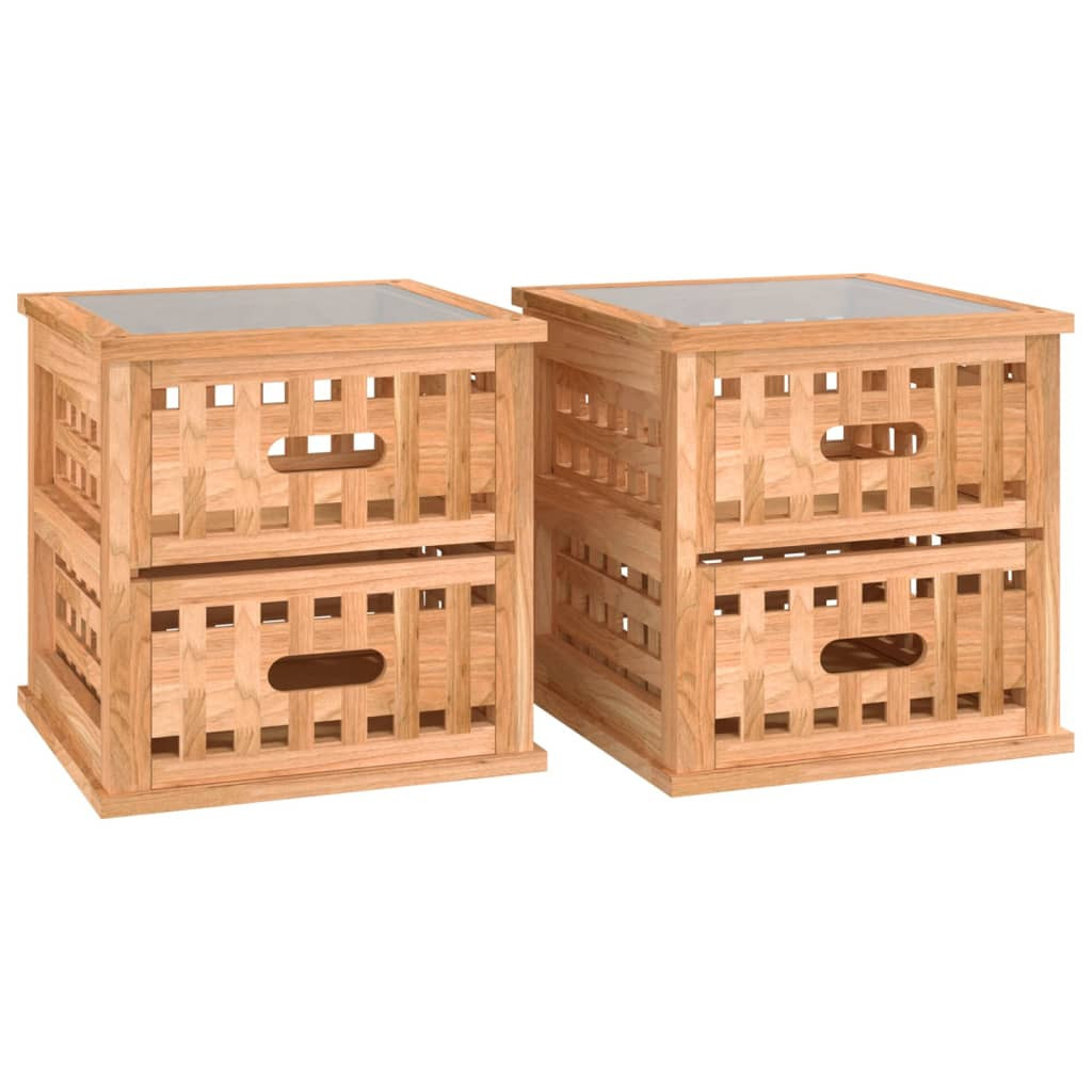 2x Szafka Nocna Stolik Komoda Brązowa z Szufladą Do Sypialni 34x34x34 cm
