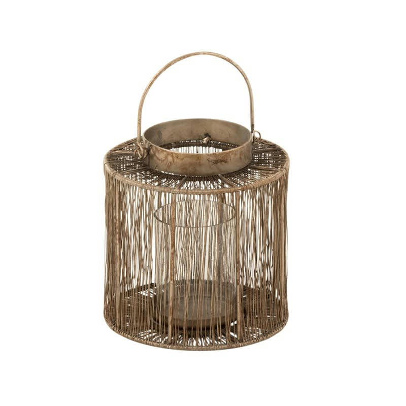 ANTIQUE - Lanterne métal marron H17,5cm