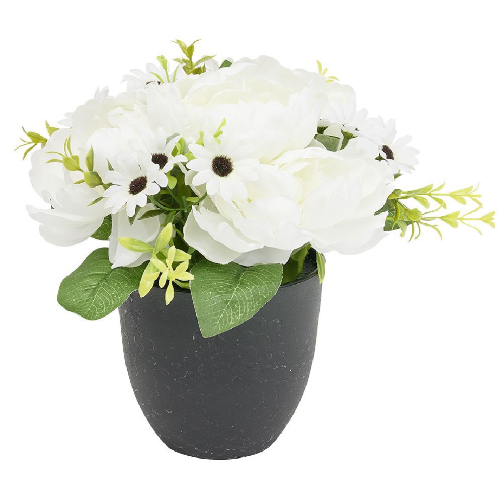 Pot pivoine artificiel Ø24xH25cm blanc