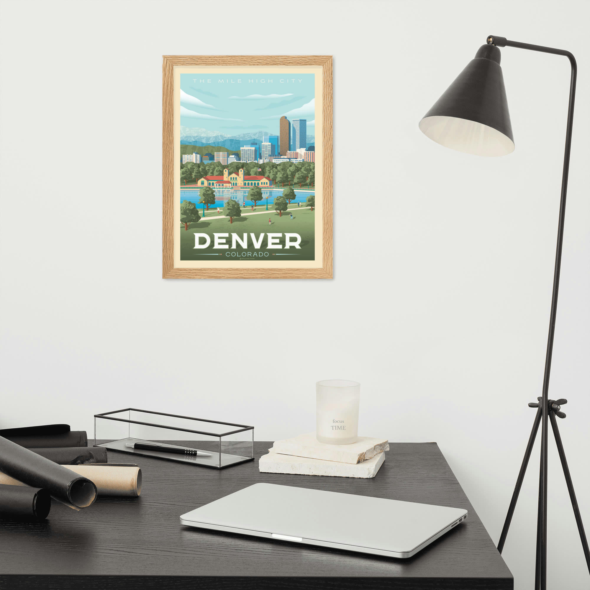 - Affiche Denver Colorado Etats-Unis avec Cadre (Bois) 21x29,7 cm