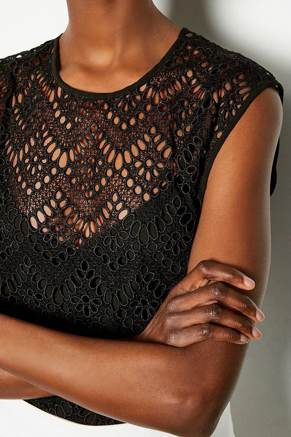 KarenMillen Lace Cutwork Shell Top