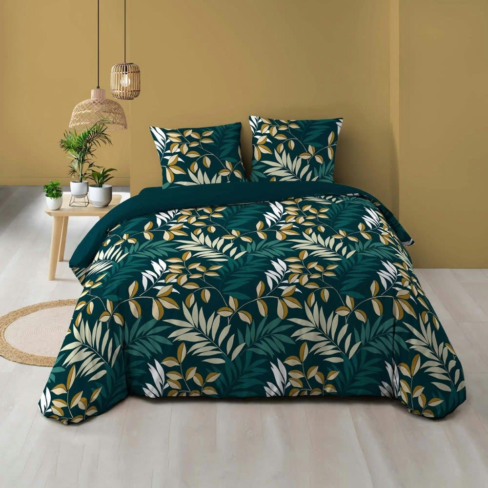 - Parure de couette 100% coton 57 fils imprimée 260x240 2 taies