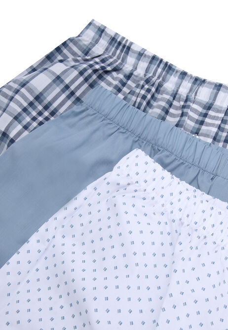 Mens 3pk Blue Geo Woven Boxers