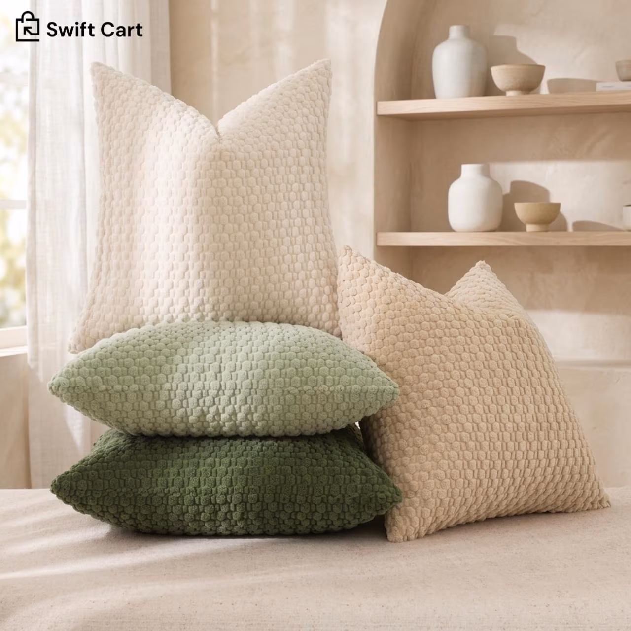 Soft Boho Style Decorative Pillow Covers, Modern Geometric Knitted Throw Cushion Cover