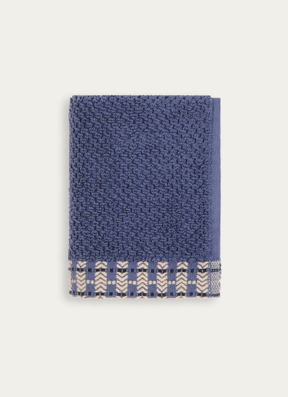 SERVIETTE INVITÉ UNIE AVEC LITEAU FANTAISIE BLEU FONCÉ