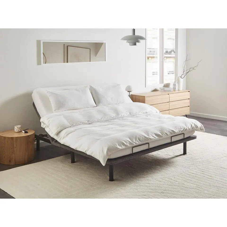 BRUNOY - Bedframe verstelbaar - Grijs - 180 x 200 cm - Polyester