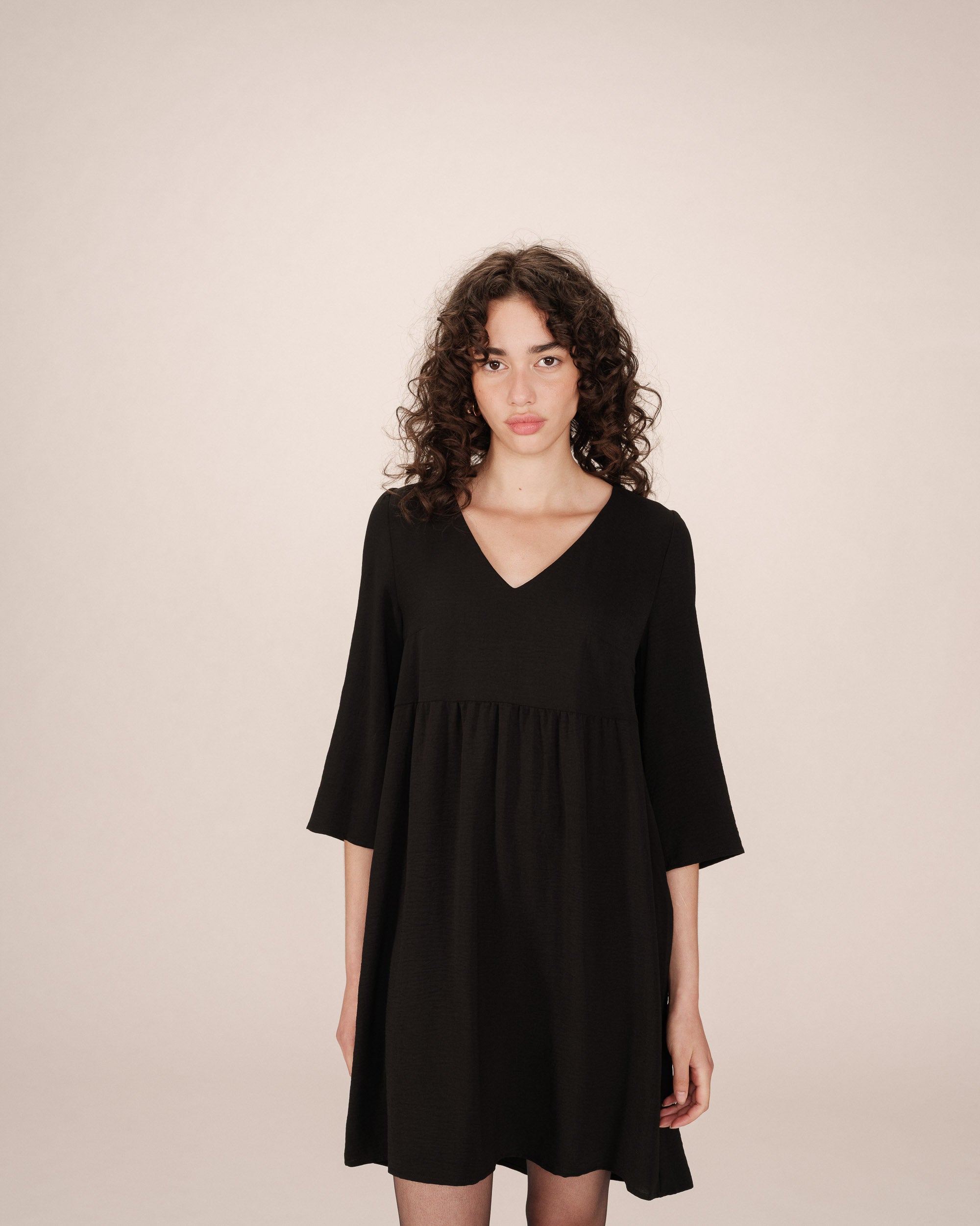 Robe courte babydoll noir Susana