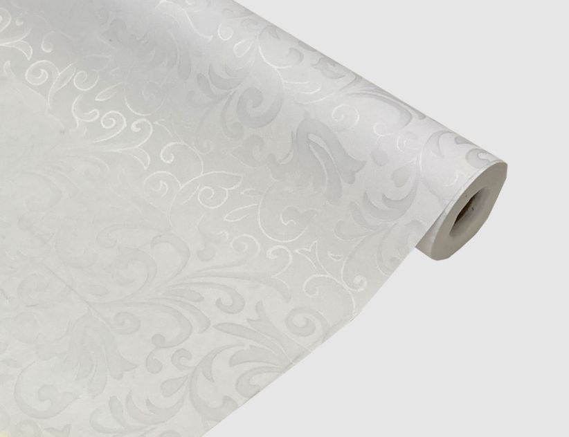 Tischdecke Damast Ranke Weiß
