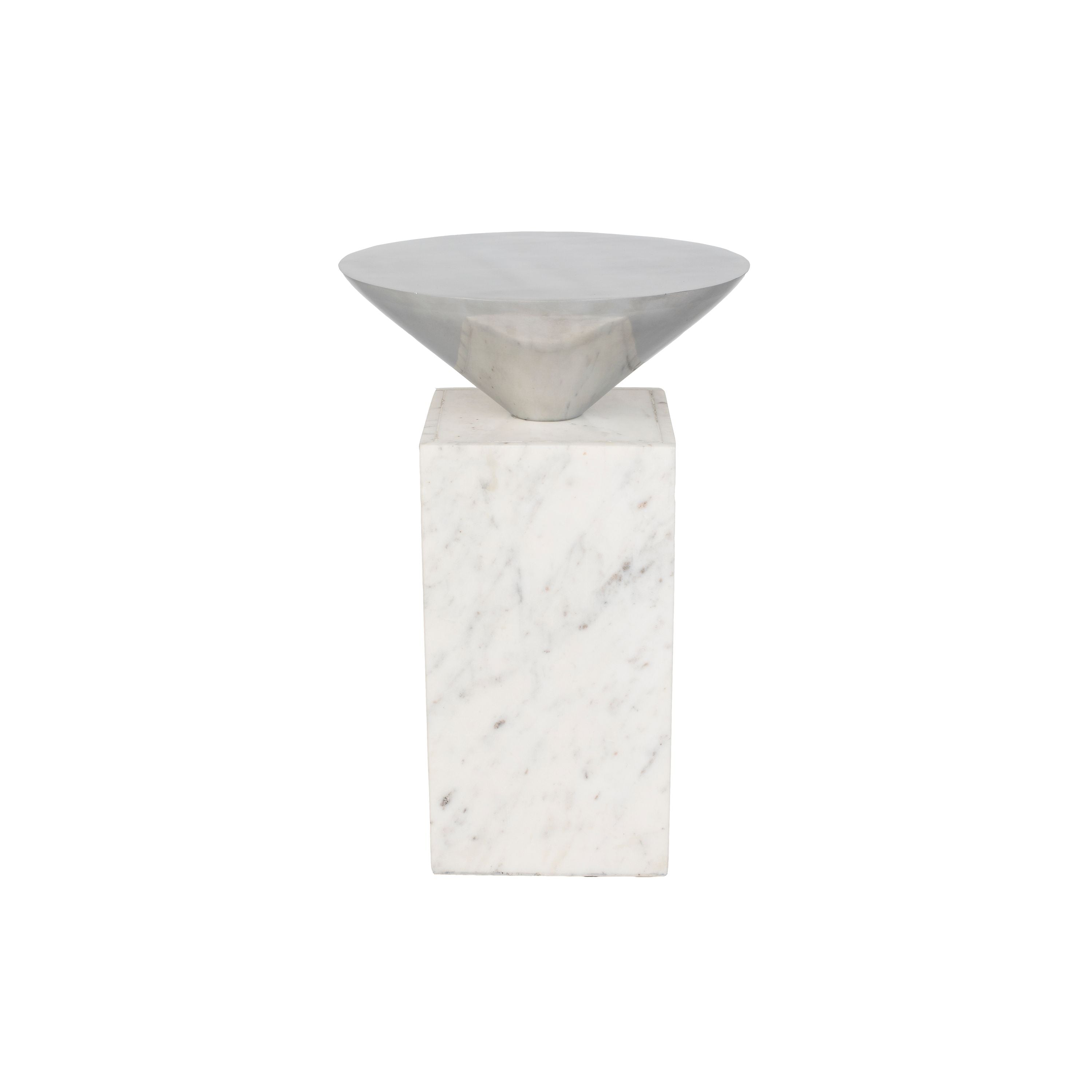 Zuiver Pride Bijzettafel Rond 30 cm Metaal/ Marmer Wit