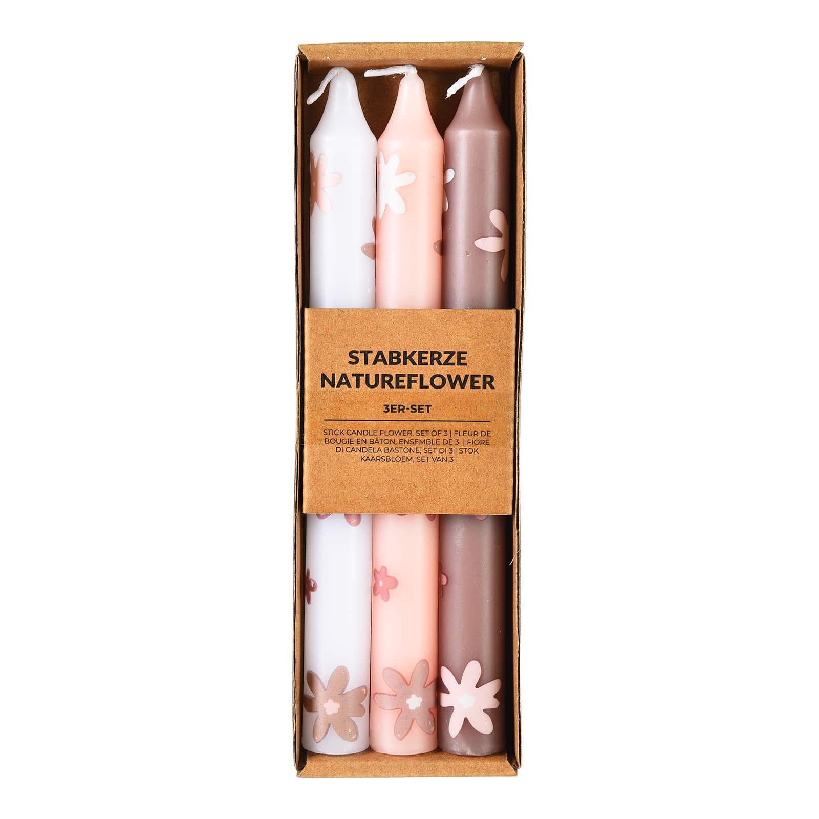 Stabkerzen-Set Natureflow Beige, ⌀ 2 cm, H 200 mm, 3 -tlg.