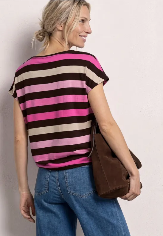 T-Shirt mit Rundhals und Elastiksaum