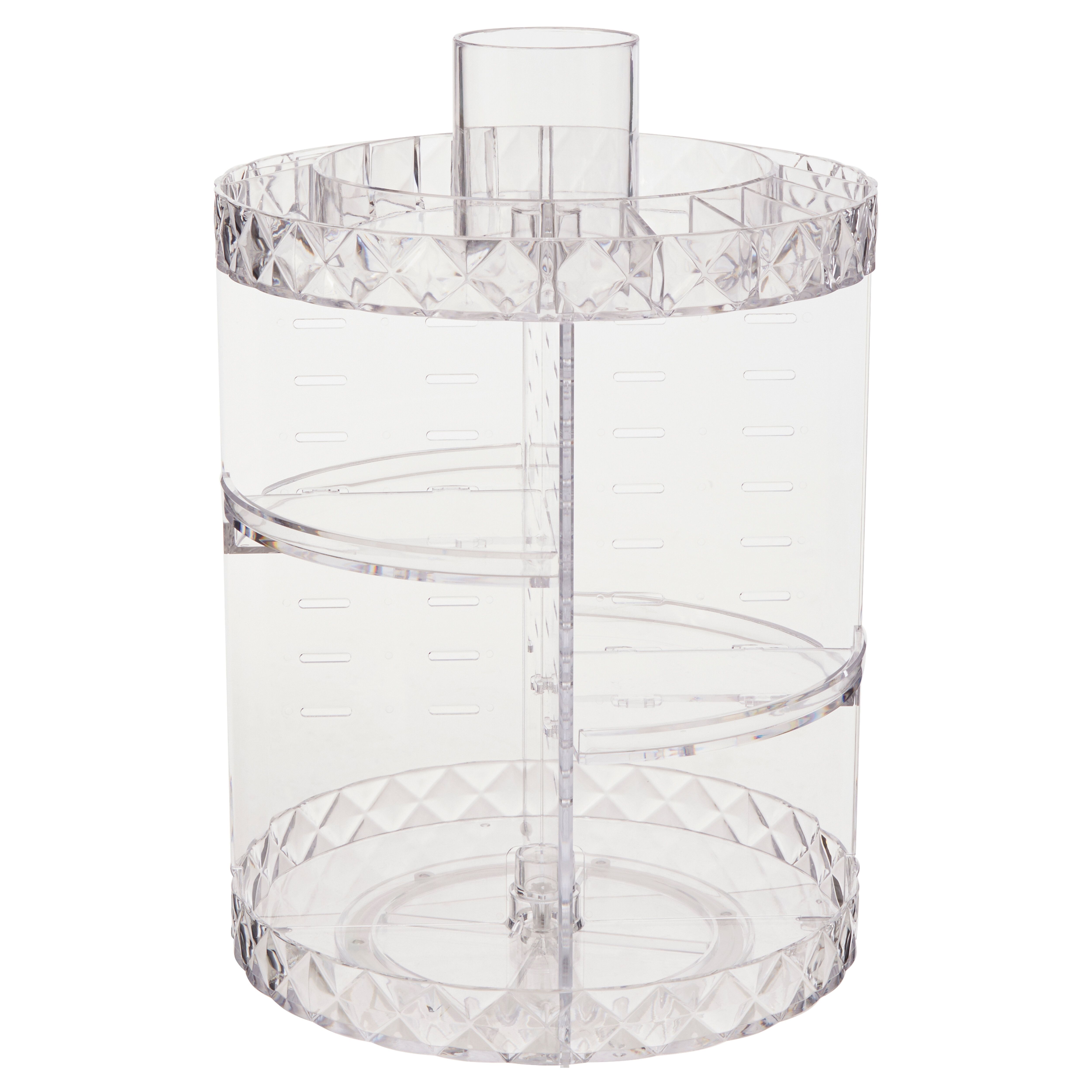 Orsina Sturdy 3 Tiered Round Revolving Black Cosmetics Organiser, Rotating Organiser, Makeup Drawer Organizer