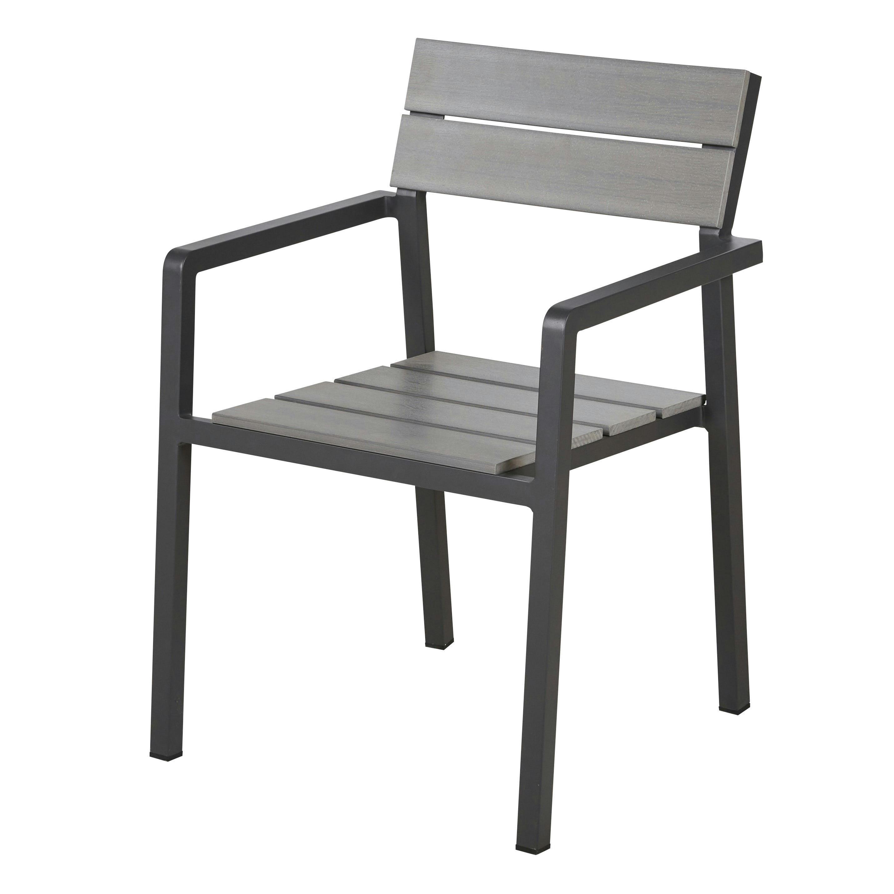Escala - Fauteuils à dîner de jardin en composite gris clair et aluminium gris anthracite (x2)