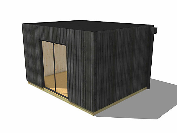 Annexe de jardin à louer en bois 4,4 x 3,5 x 2,7 m avec plancher isolé / menuiseries alu k-line