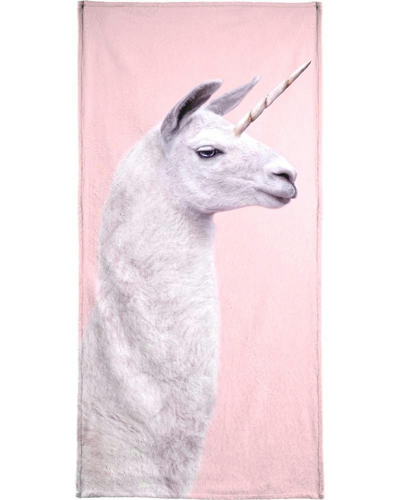 LLAMA UNICORN - Serviette de plage en éponge-velours en rose 90x180