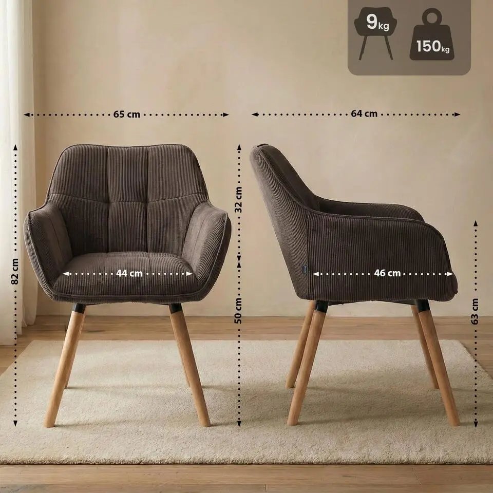 CLP Eetkamerstoel Vienna natura Frame - Ribstof - bruin