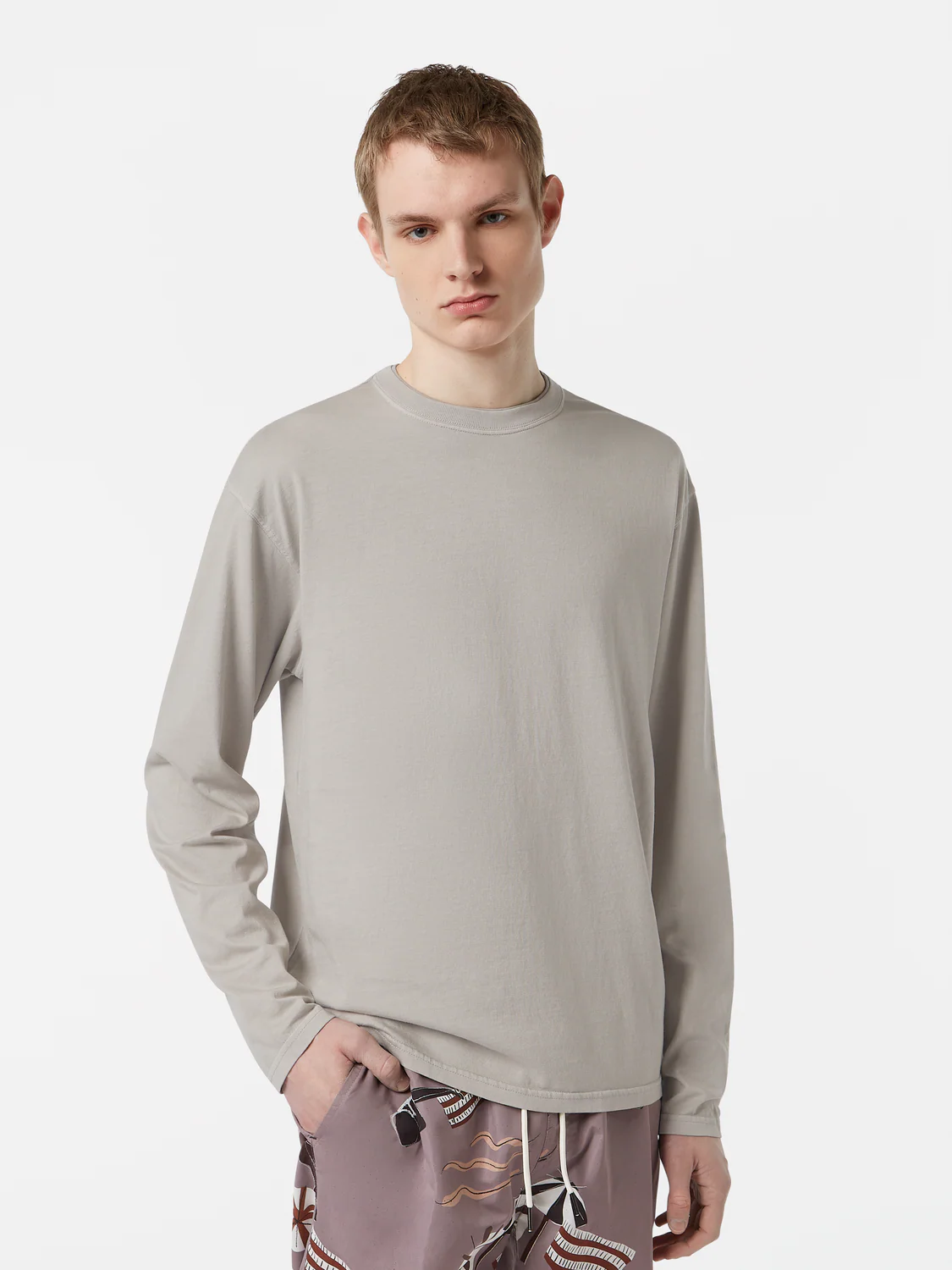 Relaxed-Fit Garment-Dyed Long Sleeve T-Shirt