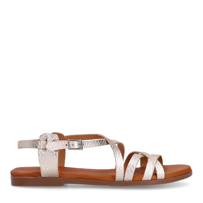 Manfield Gouden leren sandalen